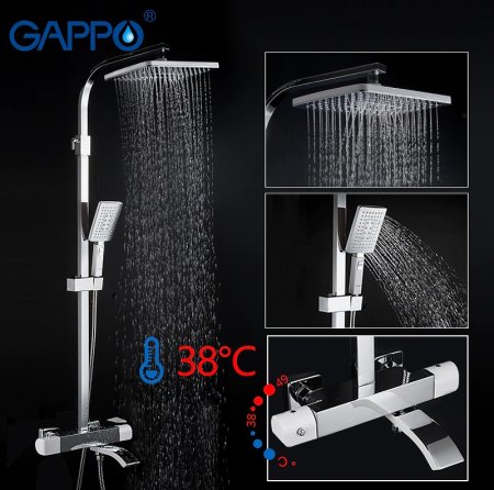 Душевая система Gappo G07 G2407-50 с термостатом Белая Хром 