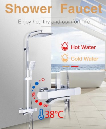 Душевая система Gappo G07 G2407-50 с термостатом Белая Хром 