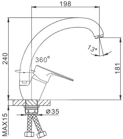 Смеситель для кухни Frap H702 F41702-B Хром 