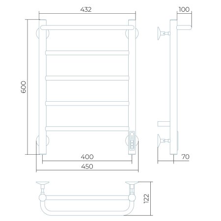 Полотенцесушитель электрический Larusso Прайм КС П5 40х60 9005 