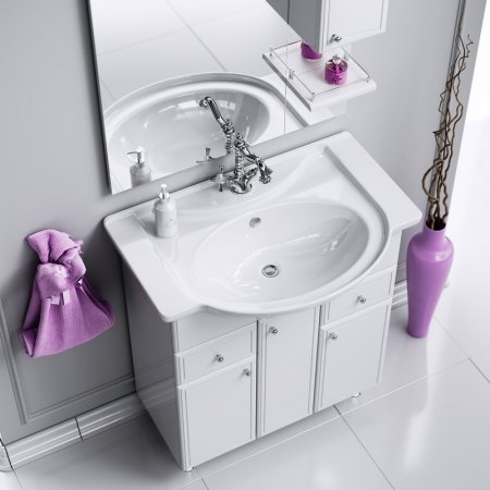 Тумба под раковину Aqwella Барселона 85 BA0108K с бельевой корзиной Белый 