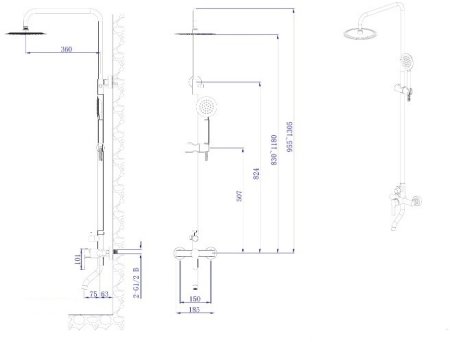 Душевая система с изливом RUSH Santiago (SUS1116-40Black) 