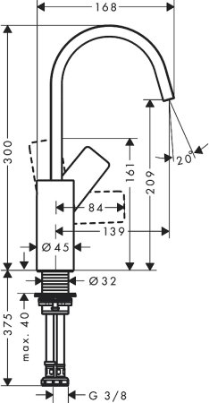 Смеситель для раковины Hansgrohe Vivenis 75032000 Хром 