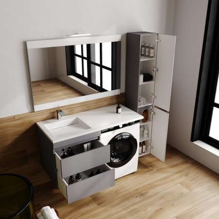 Тумба подвесная "Даллас ЛЕОН 120", Люкс серая, PLUS 