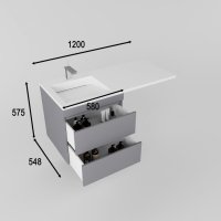 Тумба подвесная "Даллас ЛЕОН 120", Люкс серая, PLUS
