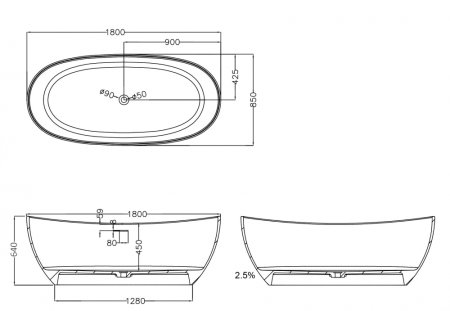 Ванна из искусственного камня ABBER Stein AS9615-1.8 белая матовая 