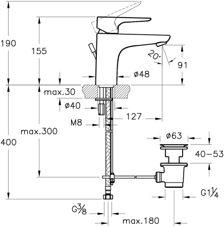 Смеситель VitrA X-Line A42325EXP для раковины 