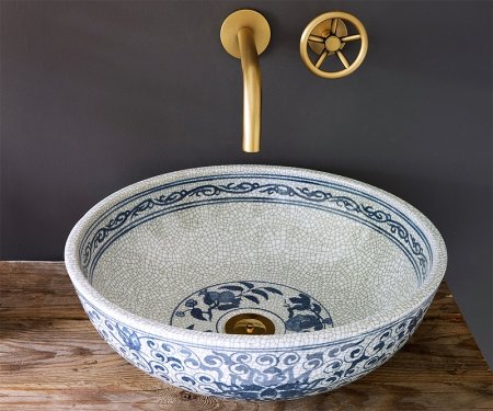 Раковина-чаша Bronze de Luxe Melody 40 2241 Синяя с искусственным состариванием 