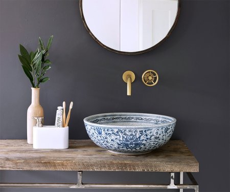 Раковина-чаша Bronze de Luxe Melody 40 2241 Синяя с искусственным состариванием 