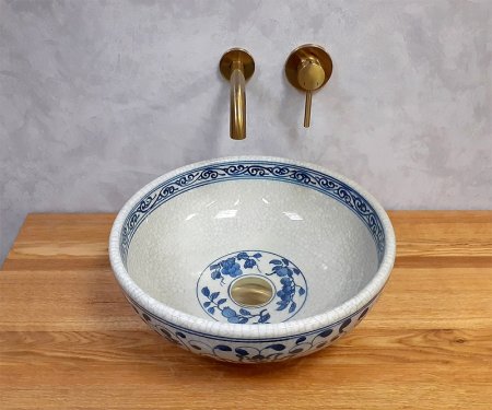 Раковина-чаша Bronze de Luxe Melody 40 2241 Синяя с искусственным состариванием 