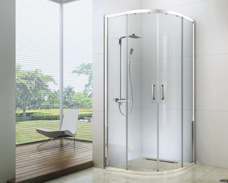 Душевой уголок Berges Solo R 100х100 061120 профиль Хром сильвер стекло прозрачное 