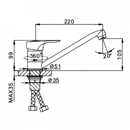 Смеситель для кухни Frap H28 F4228-B Хром 