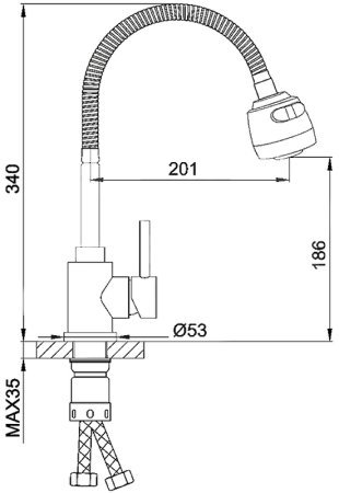 Смеситель для кухни Frap F40993-6 Черный матовый 