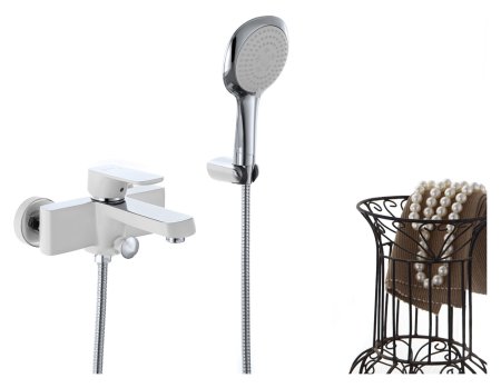 Смеситель D&K Berlin Steinbeis DA1433216 для ванны с душем, белый 