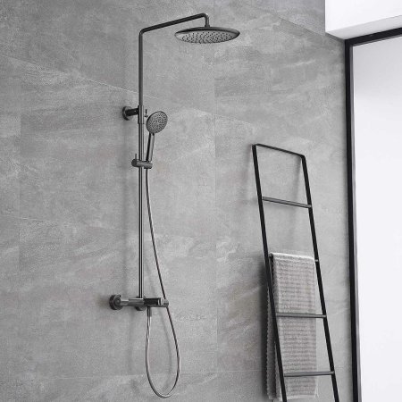 Душевая система Vincea Desire VSFS-1D1TGM с термостатом Вороненая сталь 