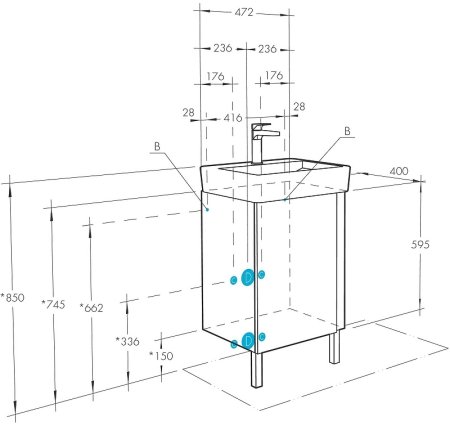 Тумба под раковину Aquaton Кантри 50 1A257801AHB20 Белая глянцевая Дуб верона 