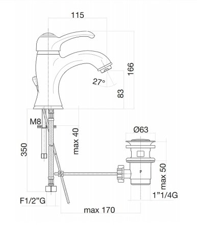 Смеситель для раковины Fiore Jafar 47CO5221 Хром Золото 