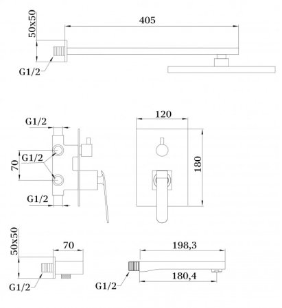 Душевая система GANZER GZ26065-C Черный\Хром 