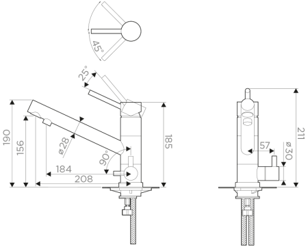 Смеситель для кухонной мойки Omoikiri Tonami DC, темный шоколад 