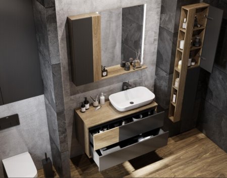 Подвесной шкаф Aquaton Терра 35 1A247503TEKA0 Дуб Кантри Антрацит 