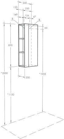 Подвесной шкаф Aquaton Терра 35 1A247503TEKA0 Дуб Кантри Антрацит 