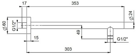 Кронштейн для верхнего душа Paini 50PZ745TT35 Черный матовый 