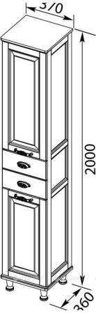 Шкаф-пенал для ванной Aquanet Тесса 35 жасмин/серебро (фасад стекло) 