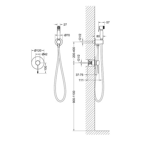 Гигиенический душ Timo Saona 2389/03SM со смесителем, черный 