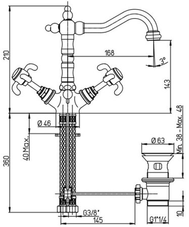 Смеситель для раковины Paini Ornellaia 87CR250B Хром 