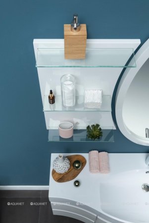 Зеркало Aquanet Опера L/R 70 белый с полкой 