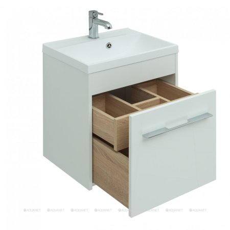 Тумба с раковиной Aquanet Августа 50 белый (ручка хром) 