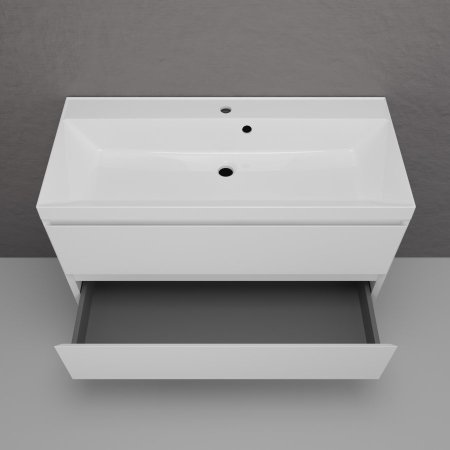 Тумба подвесная Style Line "Манхэттен 100" ЭМАЛЬ под ASTI 100 2 ящика PLUS белый матовый 