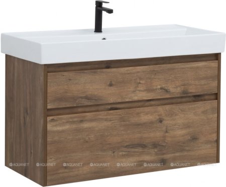 Тумба с раковиной Aquanet Nova Lite 100 дуб рустикальный (2 ящика) 
