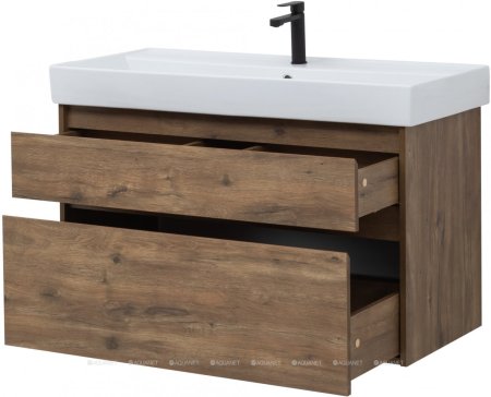 Тумба с раковиной Aquanet Nova Lite 100 дуб рустикальный (2 ящика) 