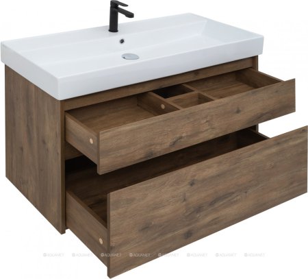 Тумба с раковиной Aquanet Nova Lite 100 дуб рустикальный (2 ящика) 