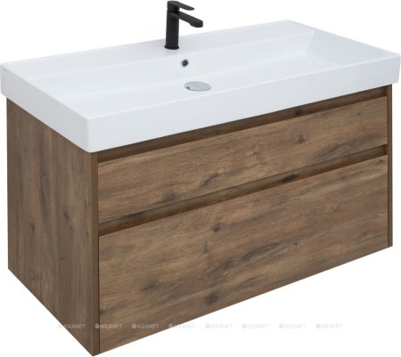 Тумба с раковиной Aquanet Nova Lite 100 дуб рустикальный (2 ящика) 