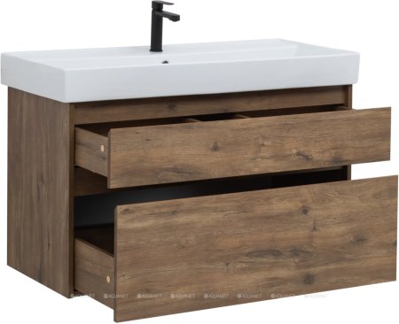 Тумба с раковиной Aquanet Nova Lite 100 дуб рустикальный (2 ящика) 