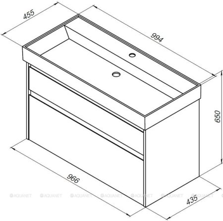 Тумба с раковиной Aquanet Nova Lite 100 дуб рустикальный (2 ящика) 