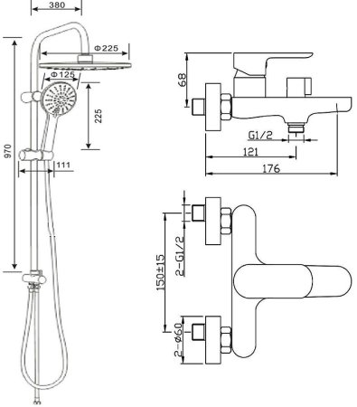 Душевая система Agger A0293544 Черная 