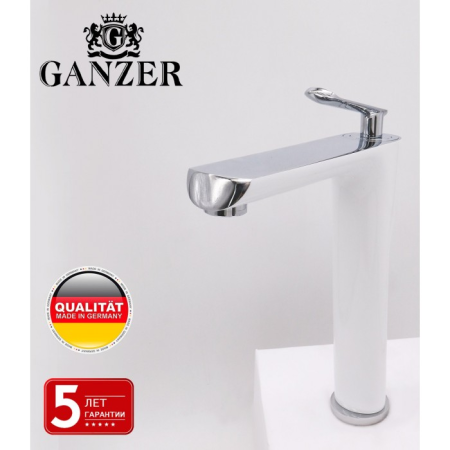 Смеситель для накладной раковины Ganzer GZ20012F белый / хром 