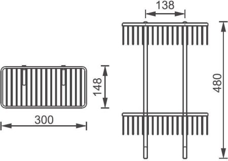 Полка Aquanet 8148 двойная с крючками 