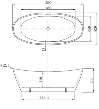 Акриловая ванна Azario Easton 180х82 AZ-1337 Белая без гидромассажа 