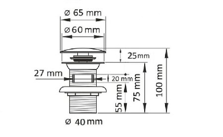 Донный клапан для раковины CeramaLux RD001 белый, с переливом 
