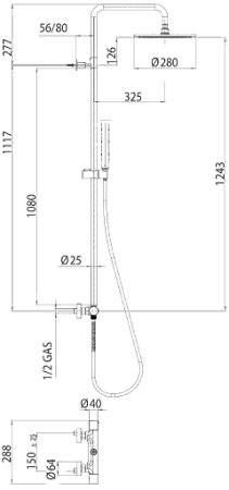Душевая стойка Bossini Cosmo L10092.073 черный матовый 