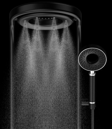 Душевая система AQUAme AQM8004B с термостатом Черная матовая 