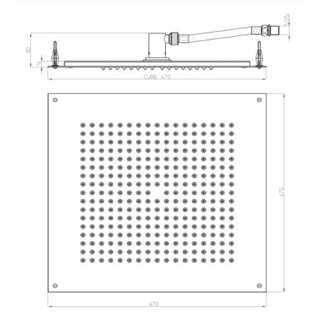 Верхний душ Bossini Dream-Cube H38459.073 черный матовый 