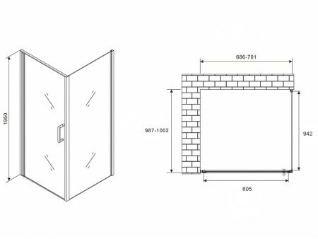 Душевой уголок Abber Sonnenstrand 70х100 AG04070M-S100M профиль Хром стекло матовое 