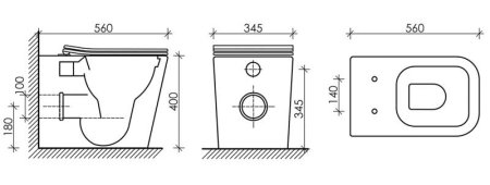 Унитаз приставной Ceramica Nova Cubic Rimless CN1809 с микролифтом, безободковый 