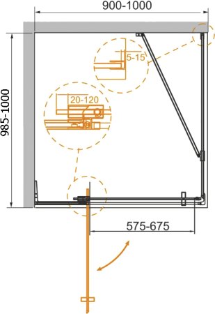 Душевой уголок Cezares Slider AH 1 90/100 100 C Cr 