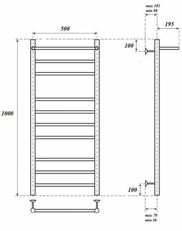Электрический полотенцесушитель Point Аврора PN10150PE П9 500x1000 с полкой левый/правый Хром 